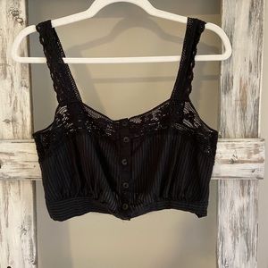 Lace button up cropped top
